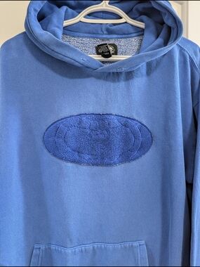 Men's Blue Wu Wear Pullover Hoodie with Textured Wutang Clan Chest Patch